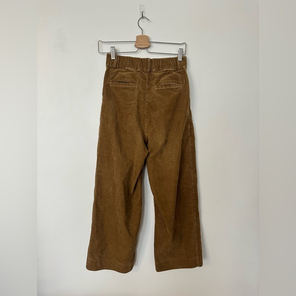 MUJI Corduroy Wide Leg Pants High Rise Pleated Brown XS Elastic Waist - Picture 2 of 9